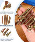 Hand holding One Quarter Inch By Three Inch Zinc Plated Fully Threaded Rods 12 Pack Heavy Duty Carbon Steel Long Threaded Stud Bolts