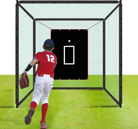 Portable 6x8 Ft Baseball Batting Backstop With Quick Setup PVC Vinyl Backdrop Target for indoor and outdoor practice.