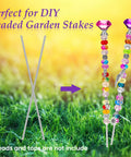 Stainless steel threaded rods with hex nuts for beaded garden stakes, 4 mm (8/32 in); shows two rods and two beaded strands.