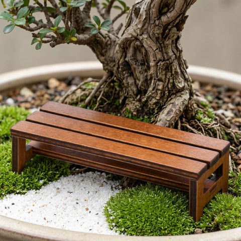 Two Pack Miniature Wooden Benches For Dollhouse Furniture And Fairy Garden Decor Realistic Retro Brown Wood Look Perfect Doll House Lawn Park And Garden Accessories Totally Cute Collectible Props