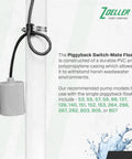 Switch Mate Piggyback Variable Level Float Switch 13 Amp 115 Volt with 10 Foot Cord, durable PVC casing, shown in use