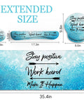 Stay Positive XXL Desk Mat Pad Set With Cushioned Wrist Rest For Mouse And Keyboard Large Gaming Mouse Pad With Wrist Support Extended Desk Pad For Your Home Office Setup Coaster Included Non Slip Ergonomic Workspace Vibes, featuring blue design with motivational text.