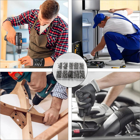 Flat Head M2.5 Stainless Steel Screws Kit 304 Full Thread Fasteners Assortment in various installation scenarios