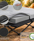 2 Inch Memory Foam Comfy Camping Cot Pad For Folding Cots With Removable Cover Non Slip Waterproof Bottom Portable Roll Up Camp Gear For Car Camping Tent Trips RV Travel Pad Only