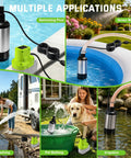 Heavy Duty 1000 GPH Submersible Water Pump Featuring Brushless Motor And 15V Low Voltage Protection For Ryobi 18V Batteries in pool and garden applications.