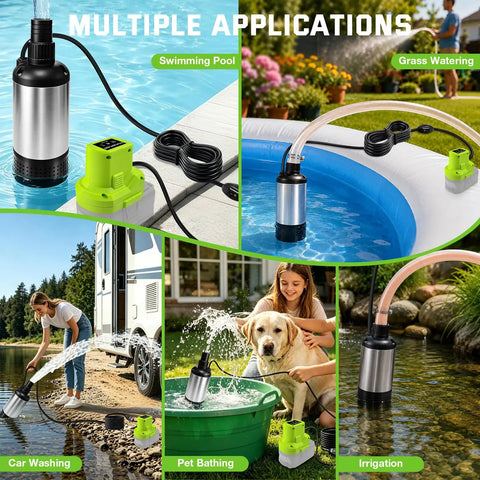 Kickass Cordless Submersible Water Pump With 1000GPH Brushless High Flow And 14.8 Ft Cable for multiple outdoor applications.