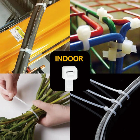 Assorted Zip Ties Pack 4 To 18 Inches Clear White for Indoor Outdoor, securing cables and plants, 500 Count Bulk Kit