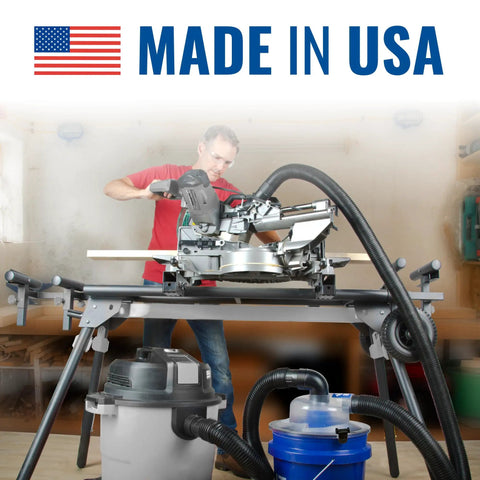 Man using Low-Pro Plus Cyclone Dust Separator for Shop Vacuums, High-Flow Dust Collection Kit With 2.5 In Adapter And 3 Ft Hose