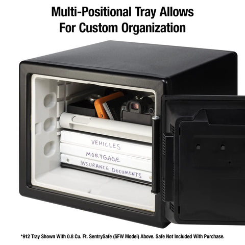 Multi-Position Shelf Insert For 0.8 And 1.2 Cu Ft Fireproof Safes White Tray Accessory, organizing documents in safe.