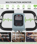 Multifunction monitor on No Hassle Foldable Spin Bike For Home Gym Shredding, displaying workout stats and heart rate zones.