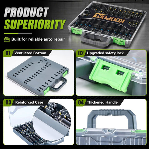 Product superiority details of Magnetic Socket Set For Power Drill With Quick Release Extension showing case features.