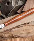 Premium Woodworking Marking Knife With Razor Sharp High Carbon Steel Blade And Durable Wooden Handle on wood surface.