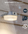 Outdoor Dusk-To-Dawn LED Security Area Light With 4000 Lumens, Wall Or Pole Mount, Textured Gray showing weatherproof design