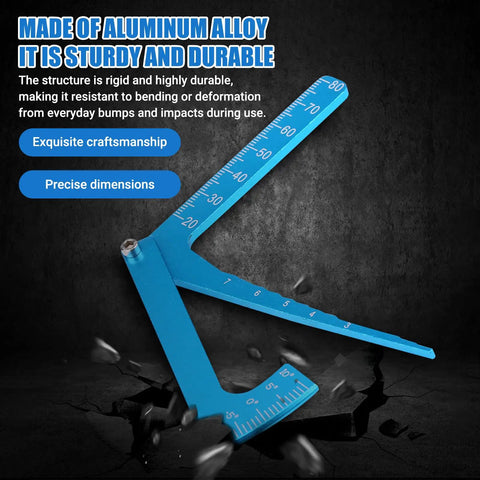 Close-up of Heavy Duty Aluminum Alloy RC Camber Gauge Straight Edge Ruler Tool showing precise measurements up to 80mm.