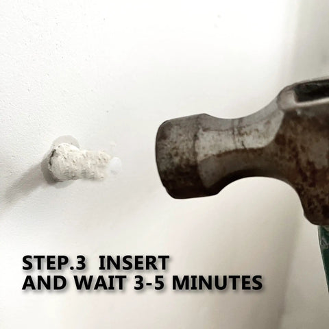 Hammer inserting patch in wall from 20 Pack Drywall And Masonry Wall Repair Kit For Heavy Duty Hole Patches, Fix Loose Anchors And Wall Fixtures, Works With Various Screw Sizes, Quick Set Patch Filler, DIY Home Improvement
