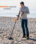 Person using Long Handle Sand Scoop With Shovel For Metal Detecting At The Beach Heavy Duty Stainless Steel Beach Digging Tool