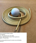 Ultra Flexible Quarter Inch By Quarter Inch Quarter Round Trim 8 Ft Long Polyurethane Paintable shown coiled with golf ball.