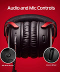 Close-up of Cloud III Wired Gaming Headset audio and mic controls, featuring mic mute button and volume wheel.