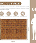 Product size diagram of Privacy Bamboo Fence Roll For Outdoor Spaces Coffee Color 2.6x6.6ft with durable features and human scale