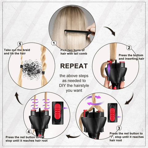Step-by-step guide using Automatic Hair Braider Machine For Easy DIY Braids And Twists Dope Battery Operated Dreadlock Braid Maker Hands Free