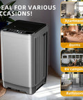 Super Compact Portable Washing Machine Grey Fully Automatic Top Load Washer Featuring A Roomy Honeycomb Tub in a stylish indoor setting.