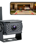 Dead Simple Wireless Backup Camera For Truck RV Trailer With AI Blind Spot Monitoring No Wiring Required Rock Solid 985 FT WiFi Range showing child and car in smartphone view.