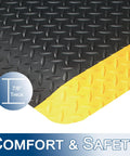 Rugged Workhorse Industrial Heavy Duty Vinyl Anti Fatigue Floor Mat With Diamond Tread For Secure Footing And Cushioned Comfort Thick Sponge Backing 2 By 3 Feet Black With Yellow Border