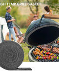 High Temp Grill Gasket Replacement For Large And XLarge Kamado Grills Self Adhesive No Fuss Fifteen Feet Long Seven Eighths Inch Wide One Eighth Inch Thick Leak Proof Seal For Big Green Egg Ovens And Smokers, rolled gasket on kamado grill