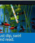 Heavy Duty 5 In 1 Aquarium Test Strips Freshwater And Saltwater Fish Tank Monitor PH Nitrite Nitrate Carbonate Hardness in aquatic setting.