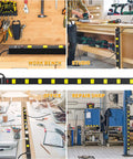 10 Outlet Long Power Strip With Wide Spaced Outlets, Metal Power Bar in workshop, studio, office, garage scenes, black