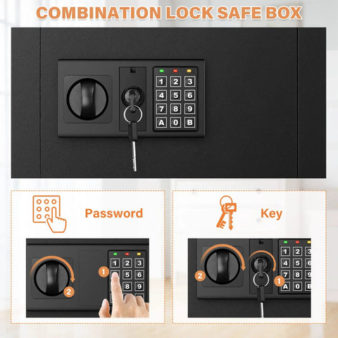 17.72 Inch Tall Fireproof Wall Safe Between Studs With Digital Keypad Hidden Safe for guns money jewelry passports black
