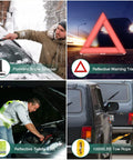 Roadside Emergency Kit For Cars With Jumper Cables Safety Hammer And Reflective Warning Triangle All In One Auto Vehicle Safety Essentials showing various tools