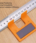Door Jamb Hinge Jig Kit With Thickened Mounting Plates and Magnetic Limit Plate for 2mm Positioning, next to a ruler
