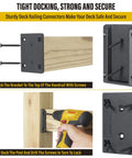 4 Pack Aluminum Deck Railing Brackets For 2x4 To Handrail Connection, ADC-12 Solid Alloy, Heavy Duty, Black Powder Coated Installation