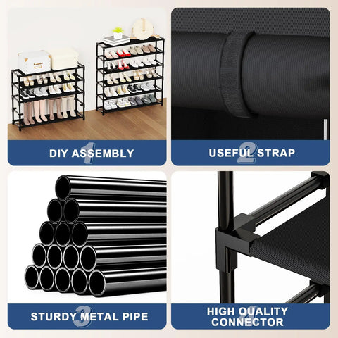 Tall Shoe Rack With Dustproof Cover And 11 Tier Floor Storage For Boots Sneakers Kicks Keeping Your Entryway Clutter Free A Total Game Changer Makes Your Daily Routine A Smooth Move And Keeps Your Space Looking Fresh All Year Long