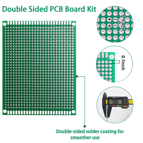 32 Pcs Double Sided PCB Board Kit Soldering Practice Set For DIY Electronics Projects In Five Sizes With One Tenth Inch Spacing