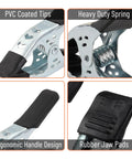 Close-up of Beast Mode Spring Clamps Set 8 Pack 6 Inch with PVC Coated Tips showing ergonomic handle and rubber jaw pads.