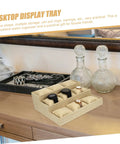 Top Linen Watch Tray With 9 Grids For Jewelry And Watch Storage, khaki linen valet dish on a wooden desk.