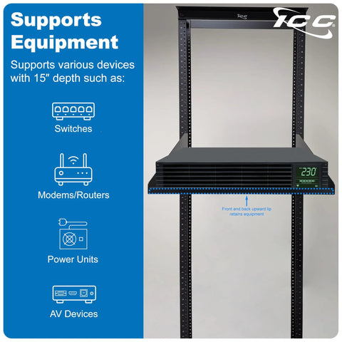 Tough As Nails Ventilated Steel Cantilever Rack Shelf For 19 Inch Server Cabinet Network Equipment Heavy Duty One Piece Build holds various devices.