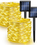 80 Ft Solar Powered Fairy Lights Outdoor Waterproof Silver Wire With 240 LEDs 8 Modes Two Pack Warm White Glow