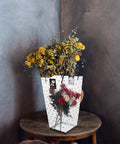 Plastic Flower Bouquet Bag With Handle For Floral Arrangements And Weddings on a wooden table