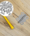 Vintage Butterfly Hinges For Cabinet Doors With Replacement Screws Silver Iron Small Decorative Hinges on wood surface