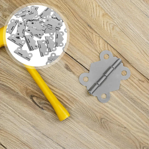 Vintage Butterfly Hinges For Cabinet Doors With Replacement Screws Silver Iron Small Decorative Hinges on wood surface