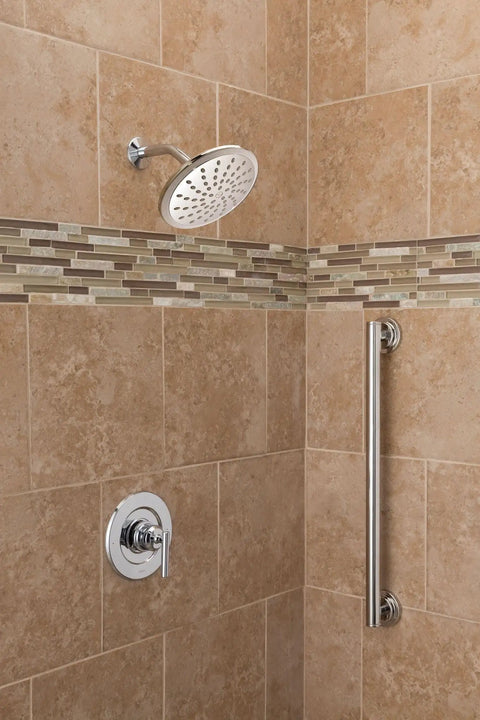 Gibson Chrome Posi Temp Shower Trim With 8 Inch Rain Shower Head Valve Required M Pact Compatible Modern Pressure Balancing Fixture For Any Shower With Easy Install Kit