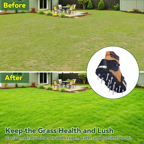 Lawn Aerator Shoes For Grass That Make Aeration A Breeze Easy On Buckle Spike Shoes For Lawn And Garden With Wrench