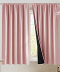 100 Percent Blackout Pink Curtains For Girls Room, Cute 63 Inch Long 2 Inch Rod Pocket Drapes, Light Blocking Thermal Insulated Window Treatments, W52 X L63, 2 Panels installed on a window