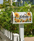 Sunflower Butterfly Welcome Mailbox Cover Magnetic 21 By 18 Inches Standard Size Rustic Farmhouse Post Box Wrap