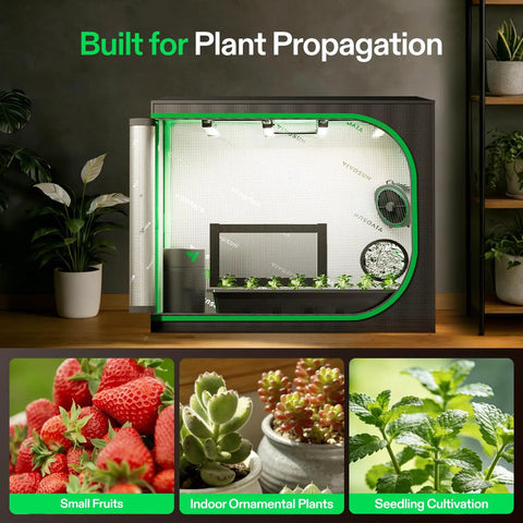 All In One Indoor Plant Propagation Kit With 24x16x20 Clone Tent, Four T5 Full Spectrum Grow Lights, Seed Starter Tray, Heat Mat, Humidifier, And Clip Fan For Easy Germination And Cloning