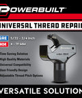 Powerbuilt universal thread repair tool with knurled handle; SAE 5/32–3/4 in and 4–19 mm metric