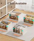Heavy Duty Foldable Storage Bins With Smooth Rolling Wheels And Secure Door Lock Spacious Collapsible Plastic Containers for closets holding clothes, snacks, books, and bed sheets.